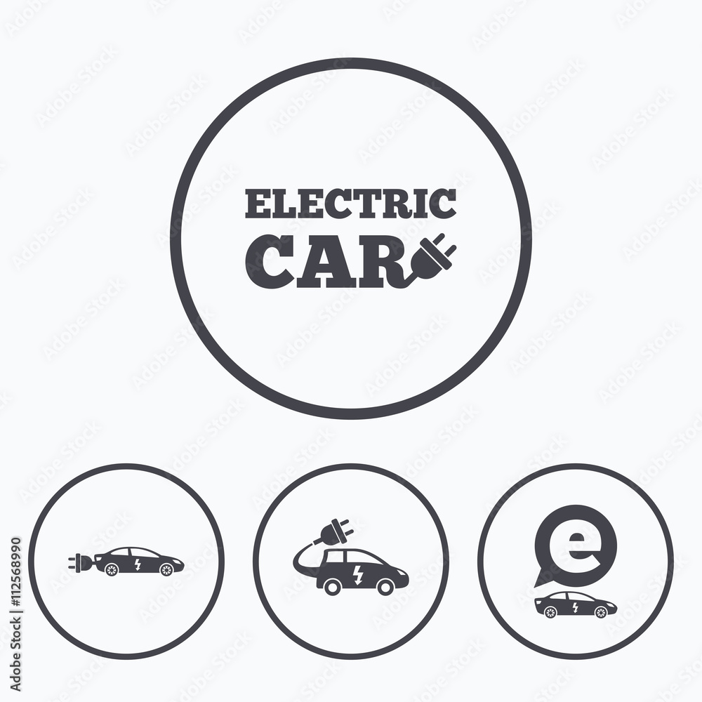 Electric car sign. Sedan and Hatchback transport Electric car sign. Sedan and Hatchback transport