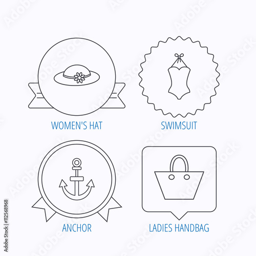 Anchor  ladies handbag and swimsuit icons.