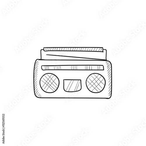 Radio cassette player sketch icon.