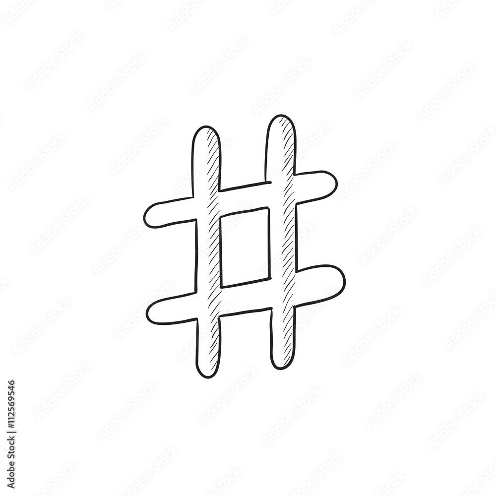 Fototapeta premium Hashtag symbol sketch icon