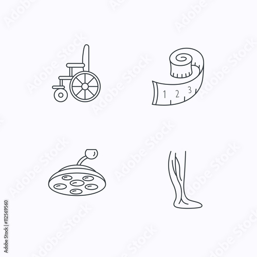 Weight loss, wheelchair and vein varicose icons.