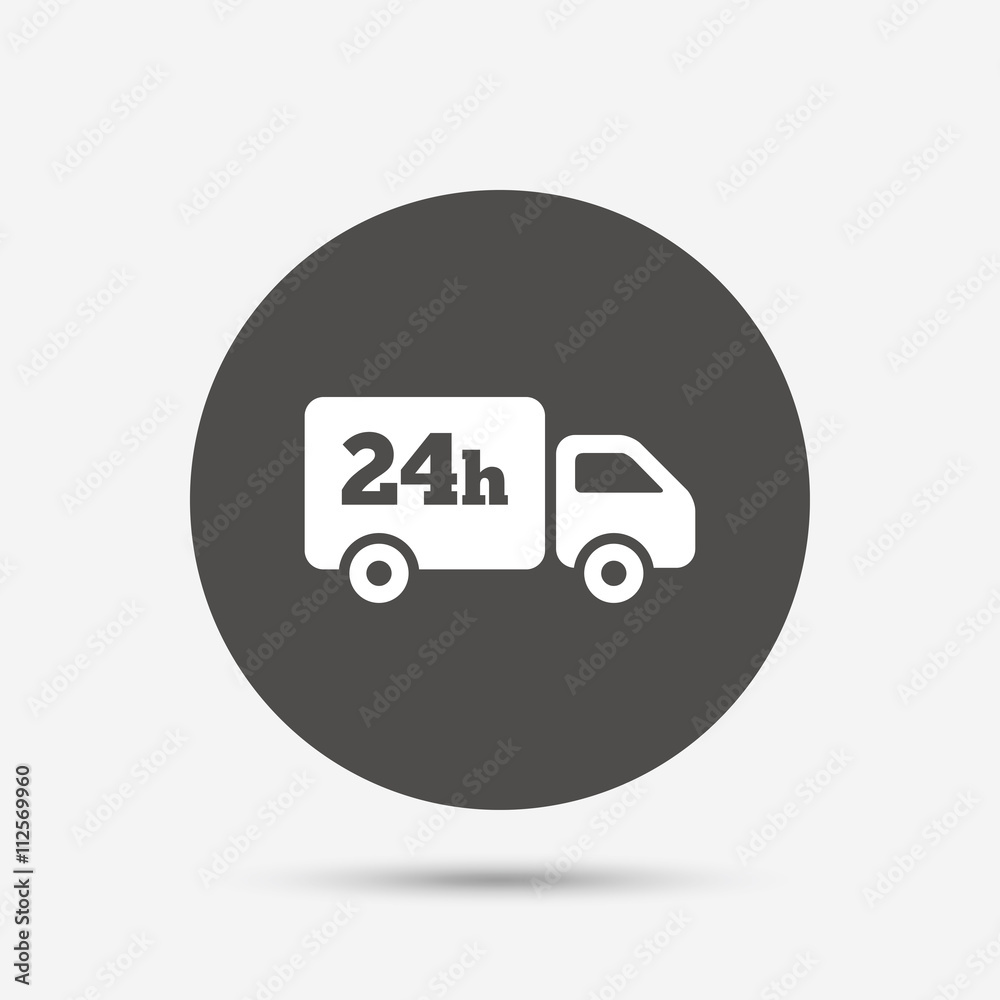 24 hours delivery service. Cargo truck symbol. 24 hours delivery service. Cargo truck symbol.