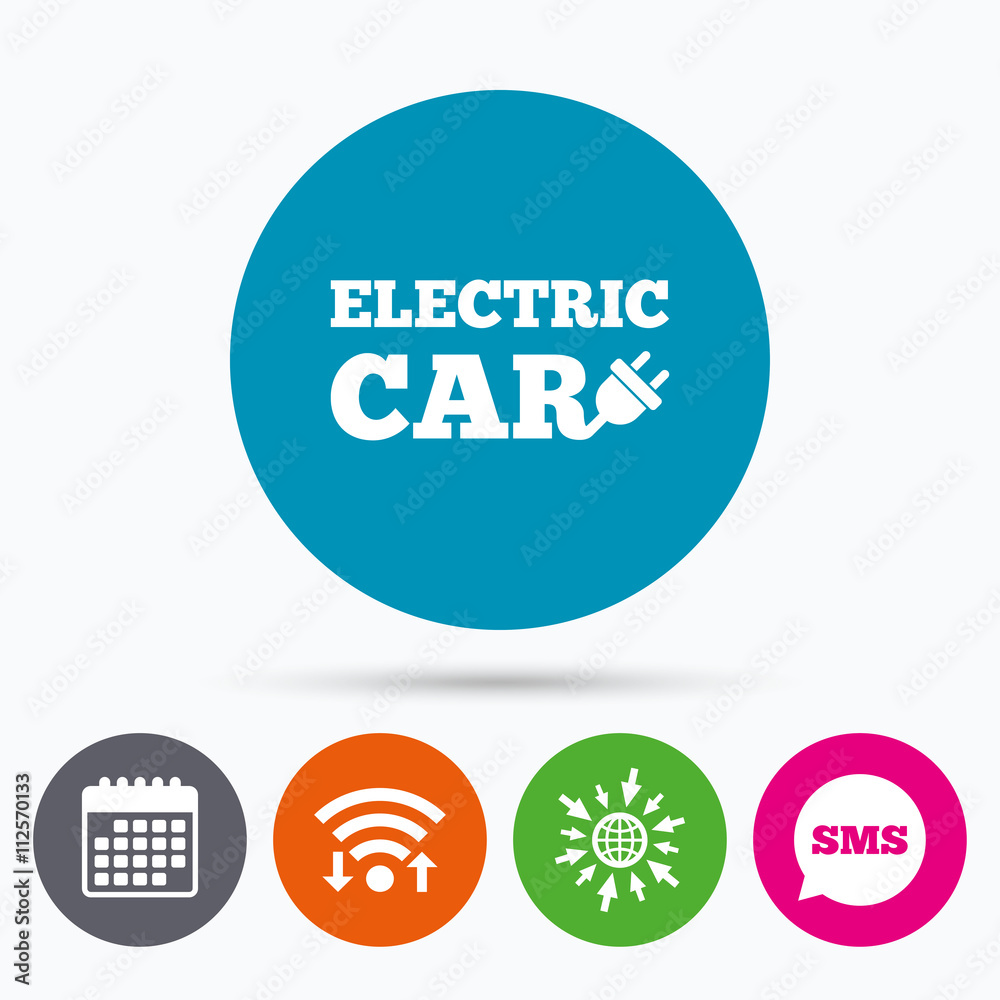 Electric car sign icon. Electric vehicle symbol Electric car sign icon. Electric vehicle symbol