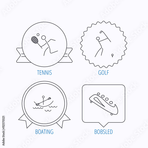 Boating, tennis and golf icons.