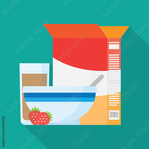 Bowls of breakfast cereal. Vector illustration