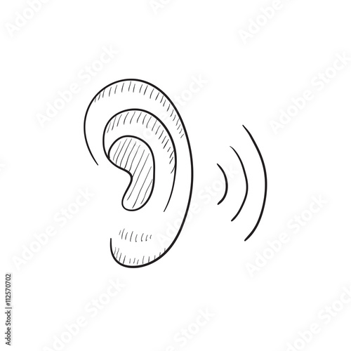 Human ear sketch icon.