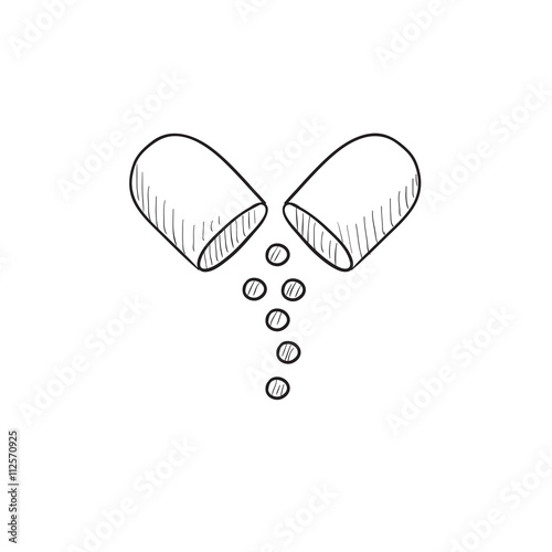 Capsule pill sketch icon.
