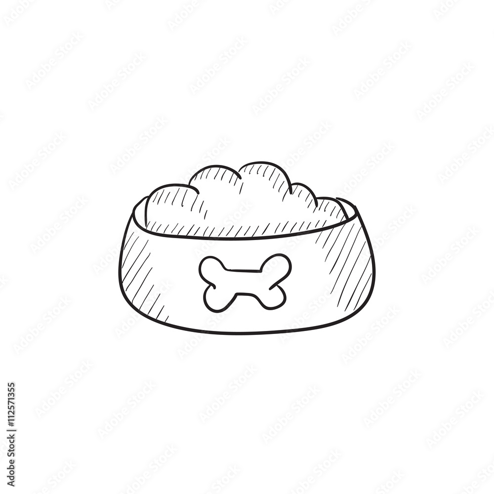 Dog bowl with food sketch icon. Dog bowl with food sketch icon.