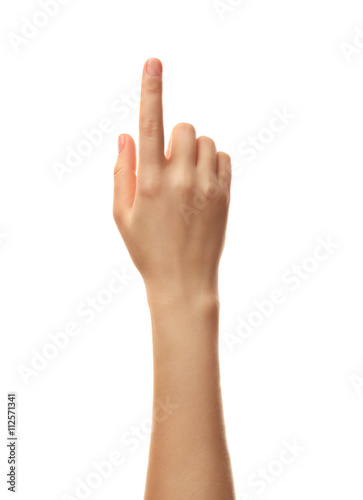 Female hand on white background photo