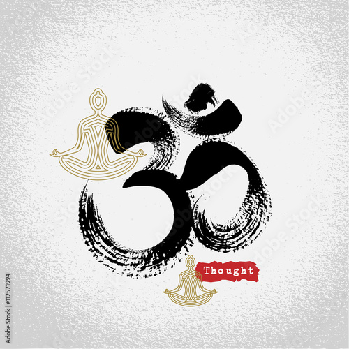 Vector: yoga crown chakras symbols with brushwork style, ang.