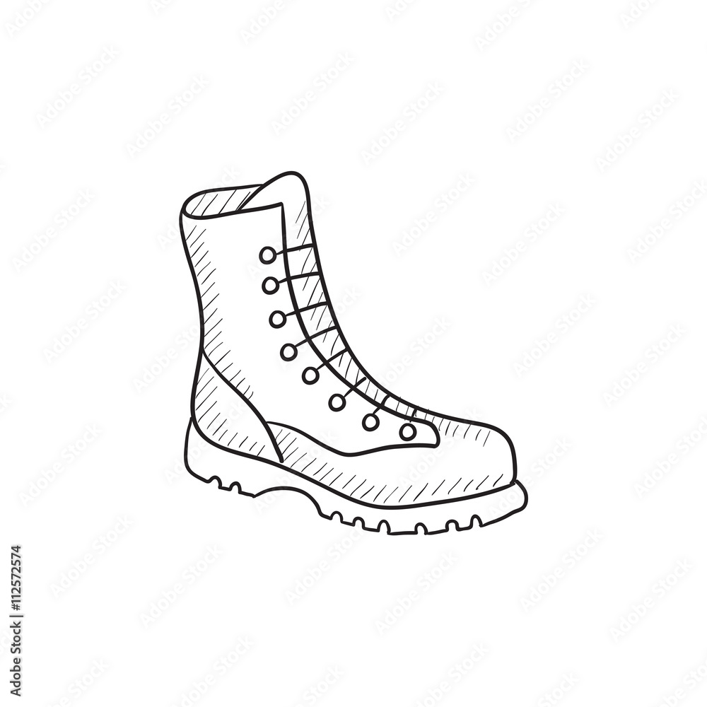 Boot with laces sketch icon. Boot with laces sketch icon.
