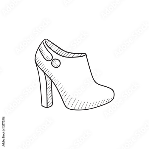 High-heeled ankle boot sketch icon