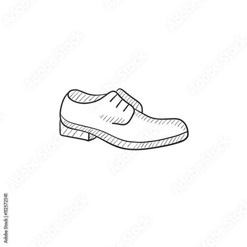 Shoe with shoelaces sketch icon.