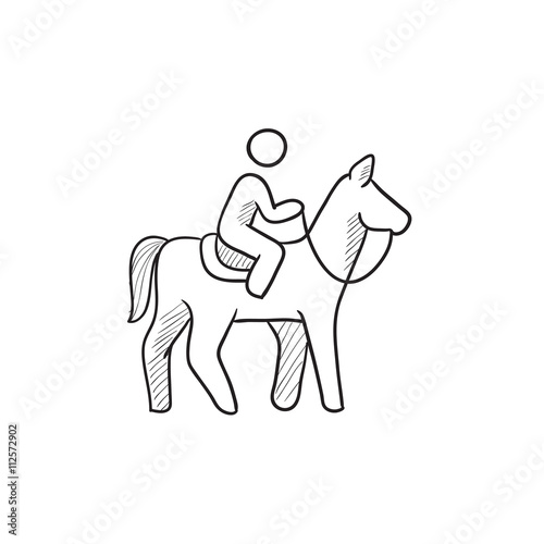 Horse riding sketch icon