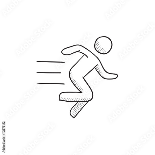 Running man sketch icon.