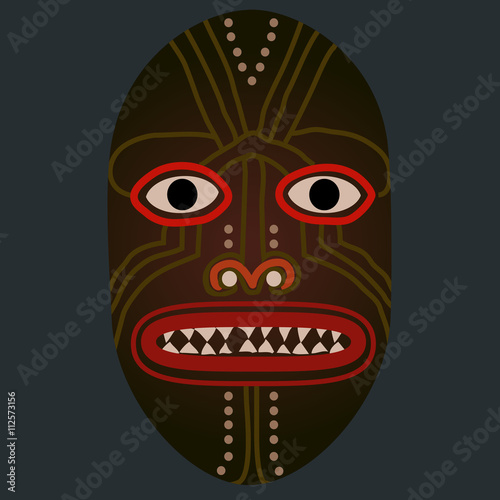 A ritual mask of an imaginary primitive people. Vector graphic, separated background.