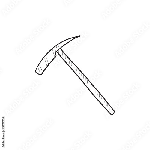 Ice pickaxe sketch icon.