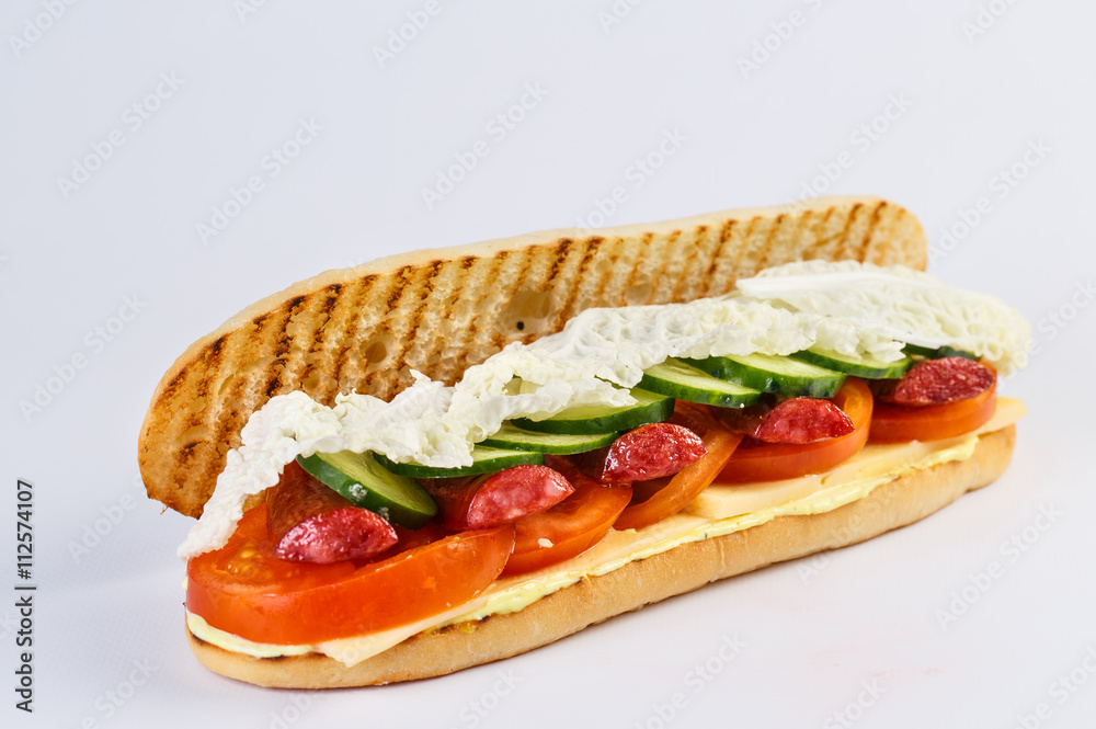 Papini with sausage on a white background. Papini with sausage on a white background.