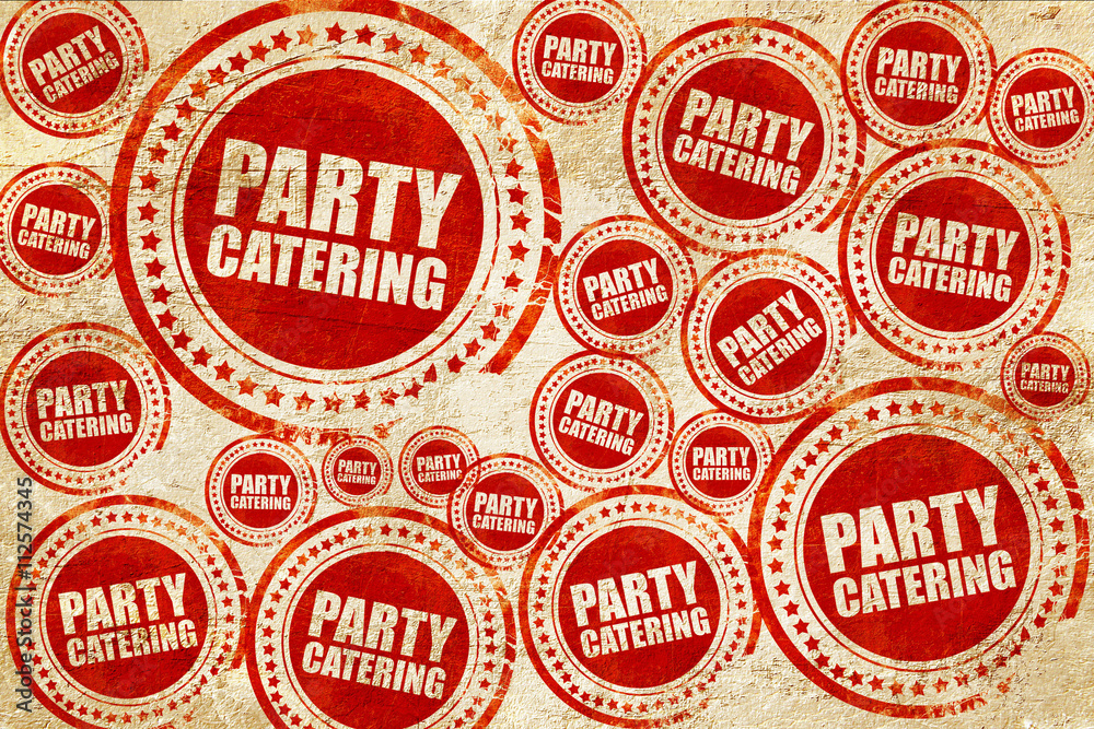 party catering, red stamp on a grunge paper texture party catering, red stamp on a grunge paper texture