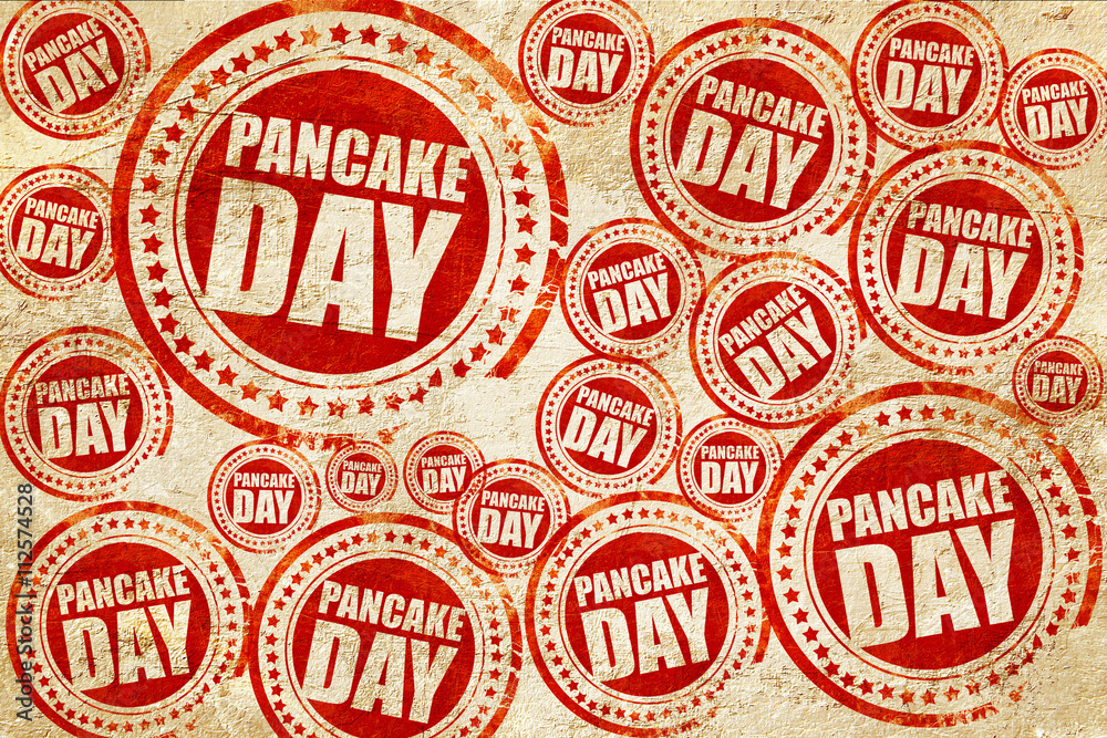 pancake day, red stamp on a grunge paper texture