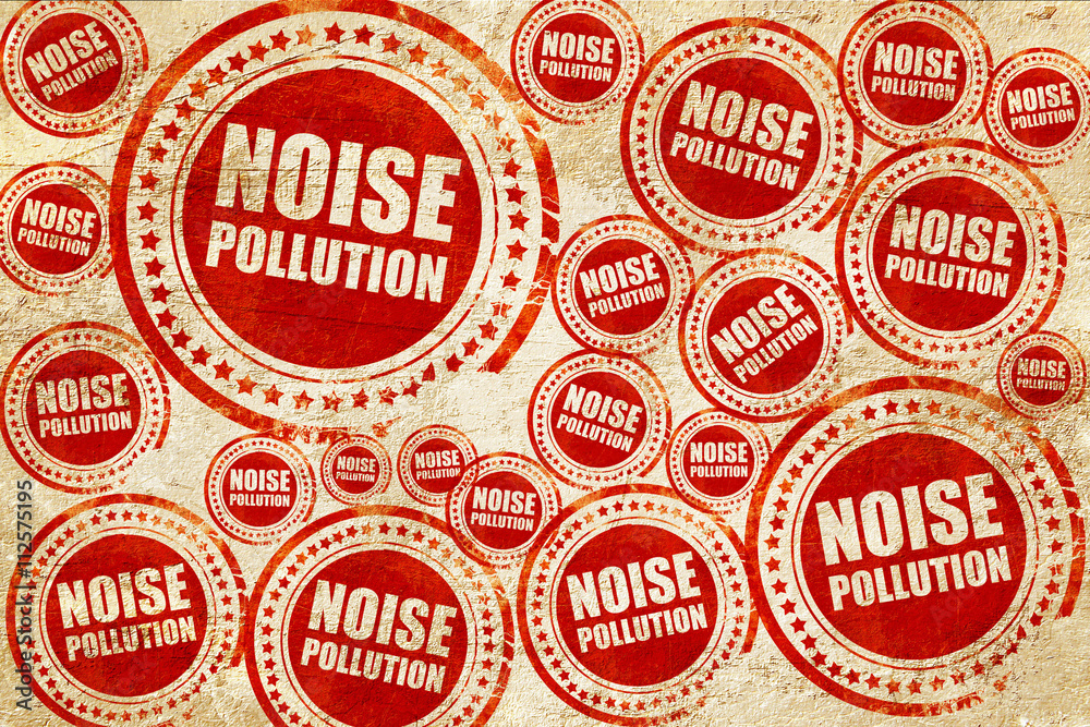 noise pollution, red stamp on a grunge paper texture