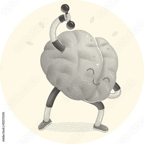 Train your brain series - the dotted vector illustration of training brain activity. Part of a Brain collection.