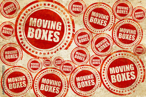 moving boxes  red stamp on a grunge paper texture