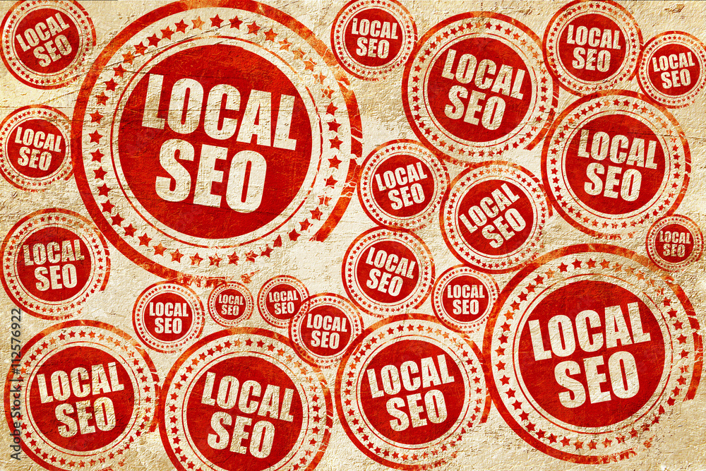 local seo, red stamp on a grunge paper texture