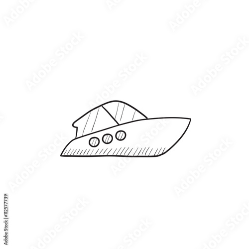 Speedboat sketch icon.