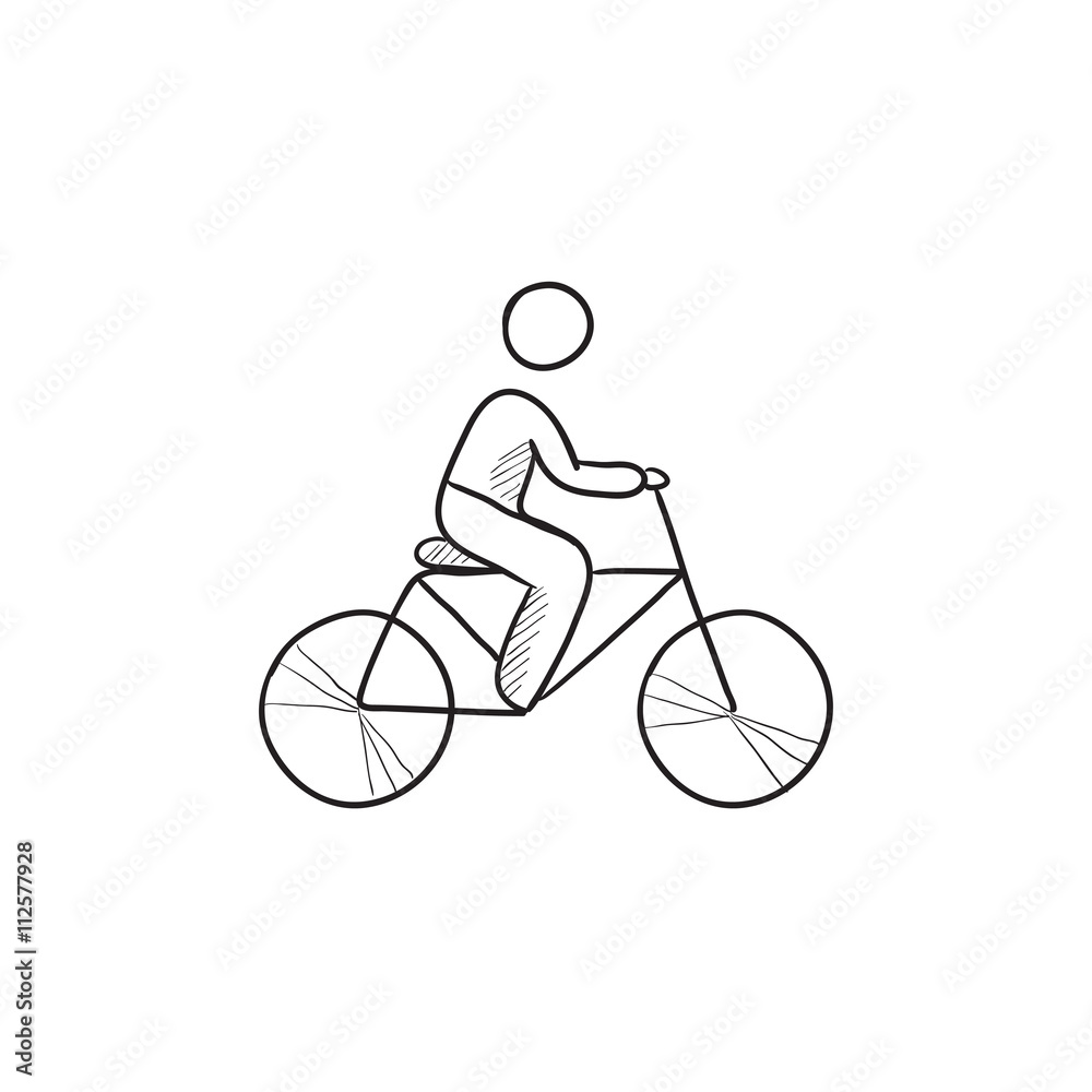 Man riding bike sketch icon. Man riding bike sketch icon.