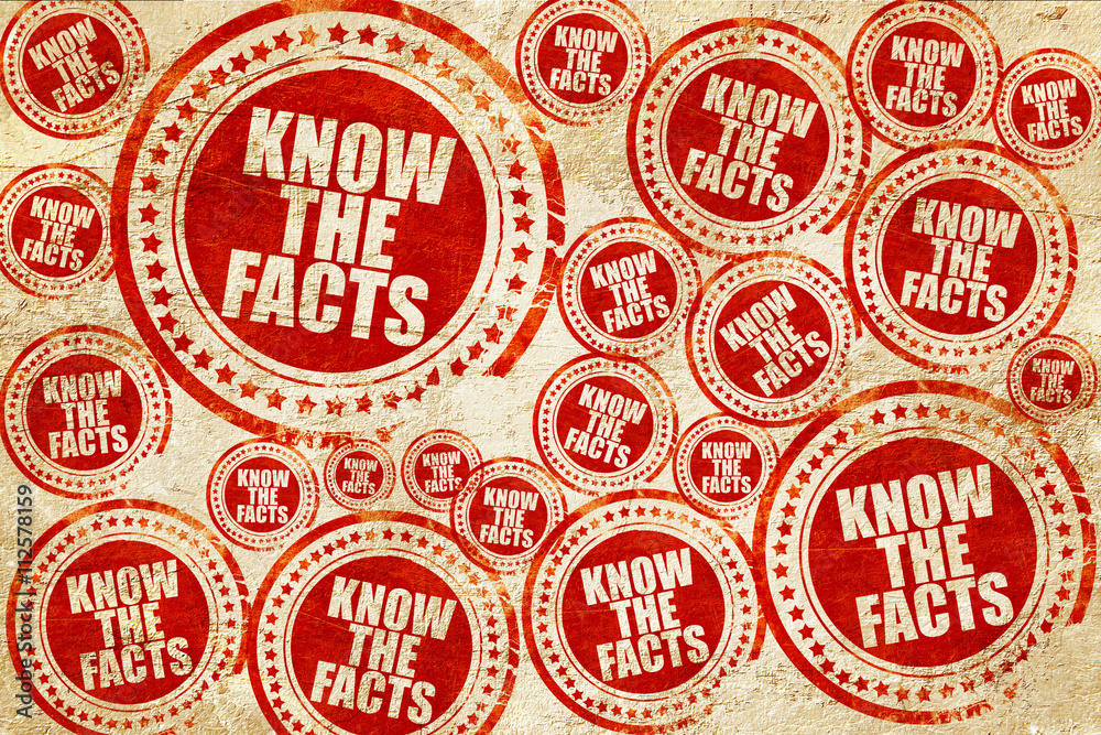 know the facts, red stamp on a grunge paper texture