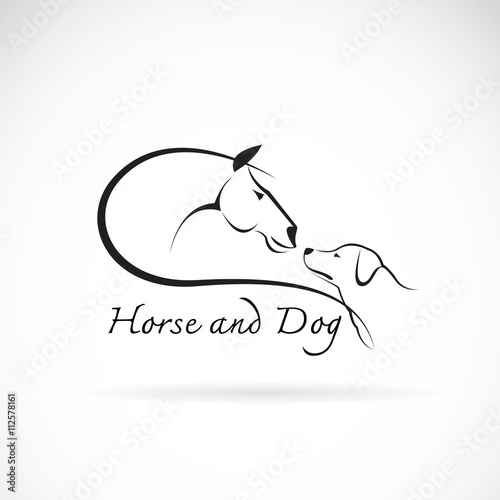 Vector image of horse and dog on white background