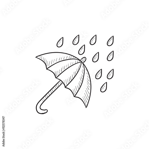 Rain and umbrella sketch icon.