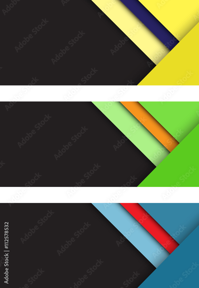 abstract modern shape colorful horizontal vector banners in a material design style.