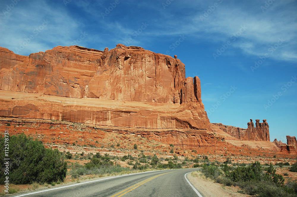 road in rocky mountain area, southwest of USA road in rocky mountain area, southwest of USA