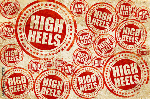 high heels, red stamp on a grunge paper texture