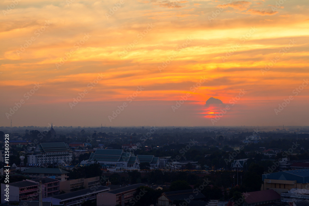 Sunset at city of Phitsanulok, Thailand