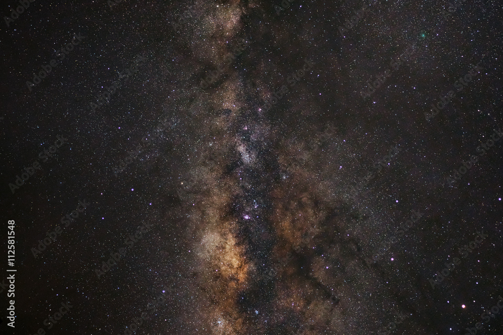 Close-up of Milky Way,Long exposure photograph, with grain Close-up of Milky Way,Long exposure photograph, with grain