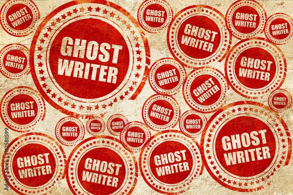 ghost writer, red stamp on a grunge paper texture