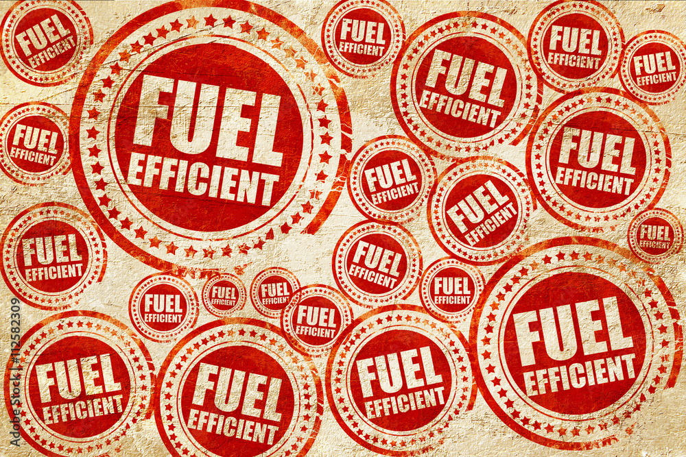 fuel efficient, red stamp on a grunge paper texture