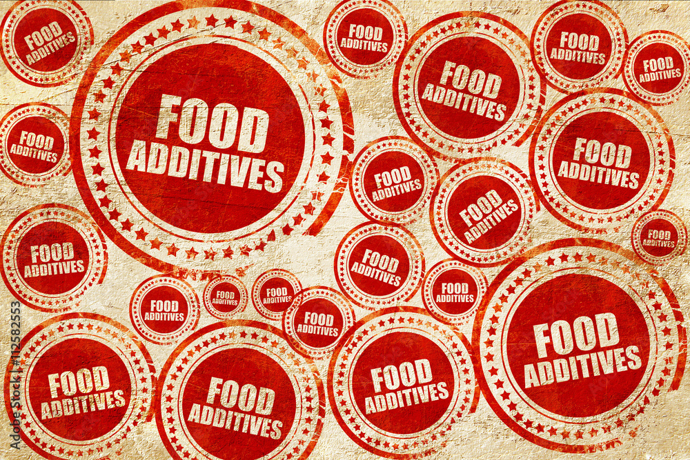 food additives, red stamp on a grunge paper texture food additives, red stamp on a grunge paper texture