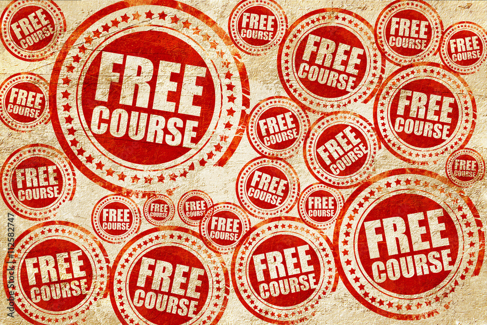 Obraz premium free course, red stamp on a grunge paper texture