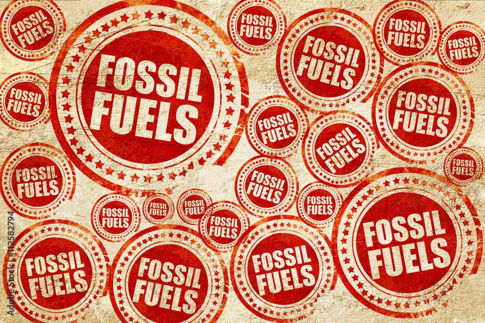 Obraz premium fossil fuels, red stamp on a grunge paper texture