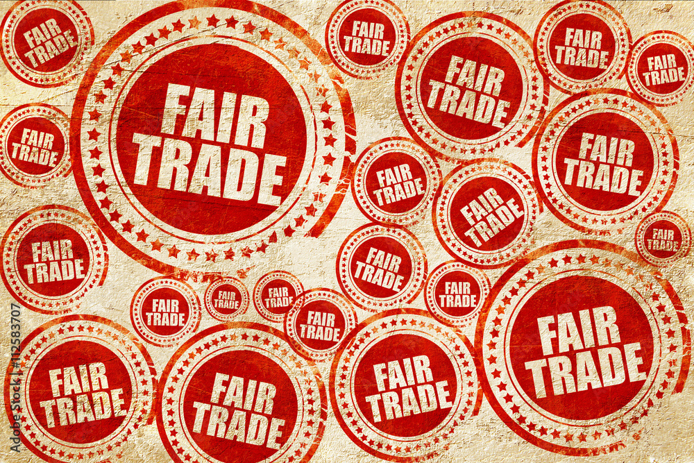 Fototapeta premium fair trade, red stamp on a grunge paper texture