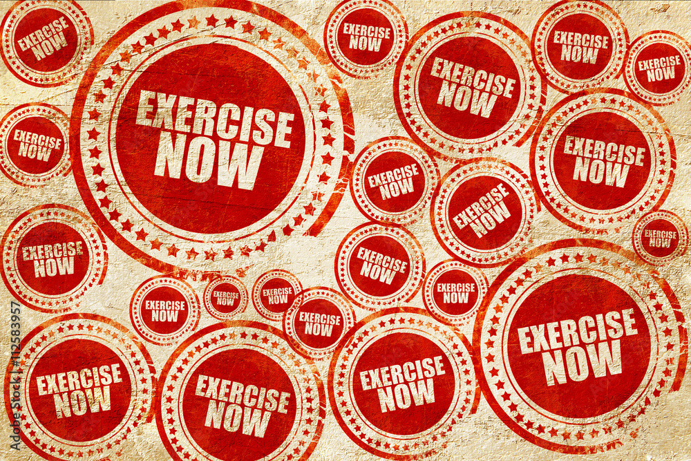 exercise now, red stamp on a grunge paper texture exercise now, red stamp on a grunge paper texture