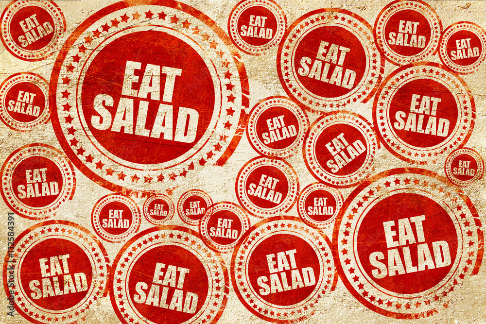 Obraz premium eat salad, red stamp on a grunge paper texture