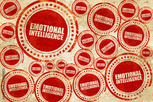 emotional intelligence, red stamp on a grunge paper texture
