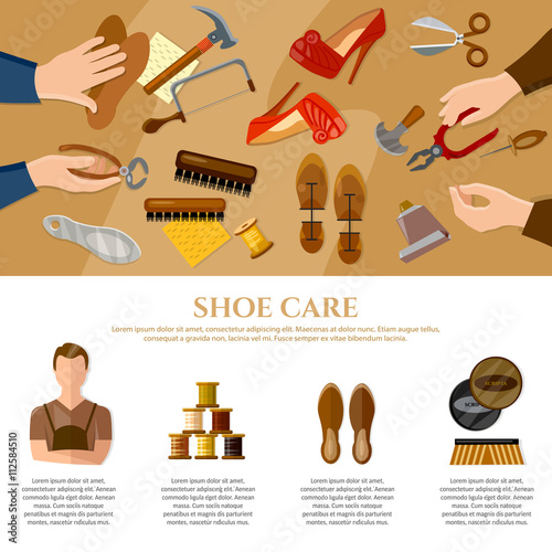 Shoemaker infographics professional equipment cobbler