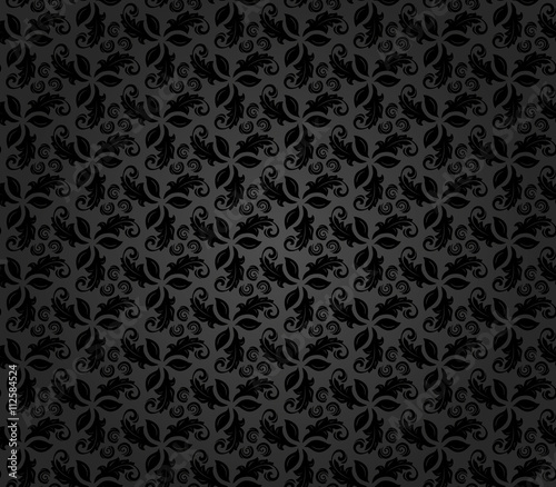 Floral dark ornament. Seamless abstract classic fine pattern