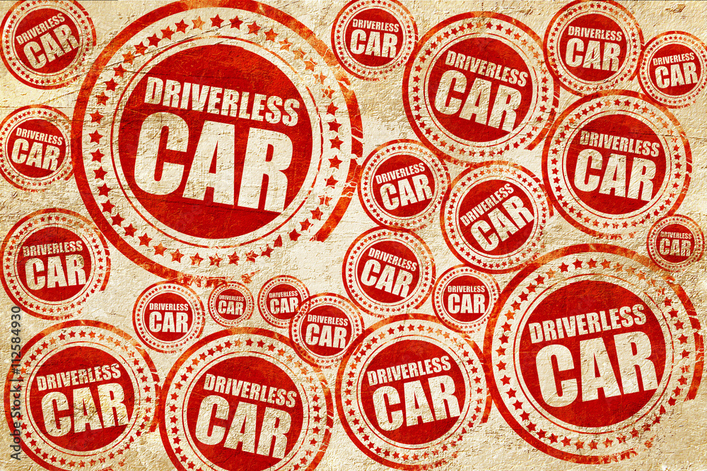 driverless car, red stamp on a grunge paper texture